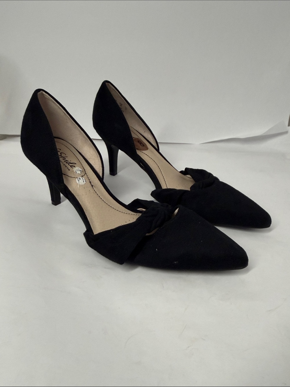 LifeStride Womens Size 8 Black Pointed Toe Bow D’Orsay Pumps Heels